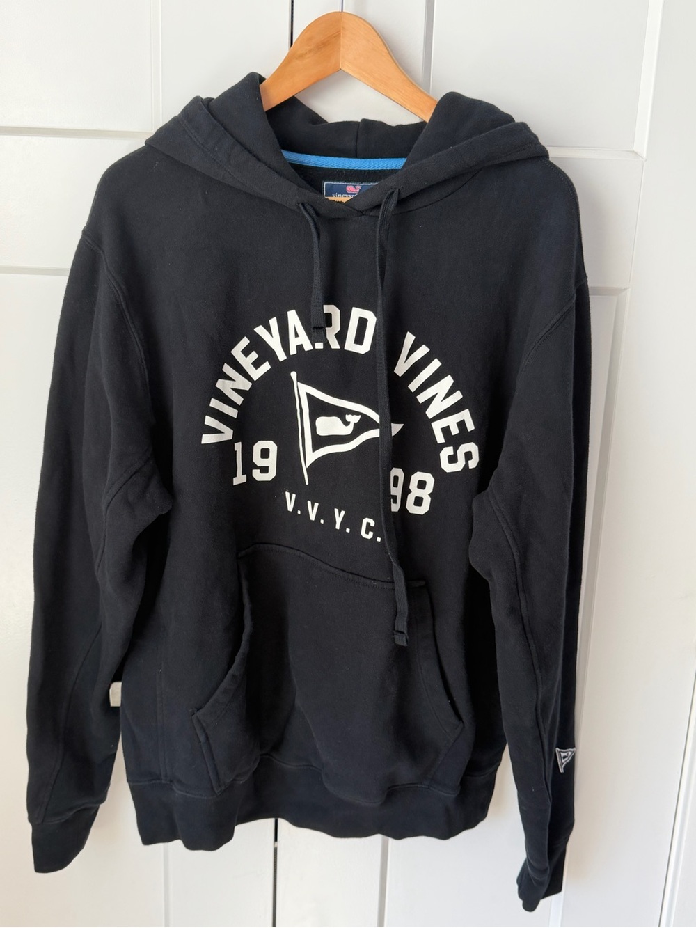 Vineyard Vines Black Pullover Hoodie with White Logo